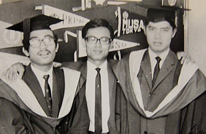 Graduation in 1969. From left: Syed Hamid Ali, Justin Chang and Khong