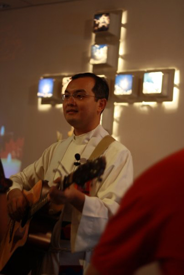 At a Christmas celebration in 2008