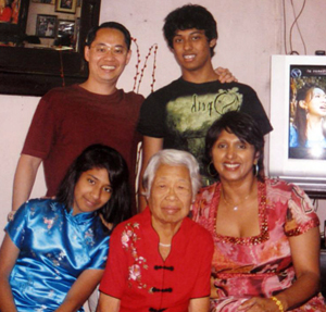 Meera with her family and mother-in-law