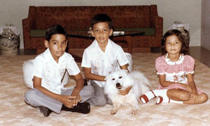 In Sibu when Hans was in Standard 1. From left is his older brother, Carl, and on the right, their younger sister Lynette