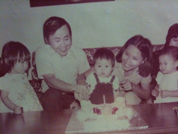  Bon celebrating his birthday as a one-year-old with his father (left) and mother (right). (Pic courtesy of Edmund Bon)