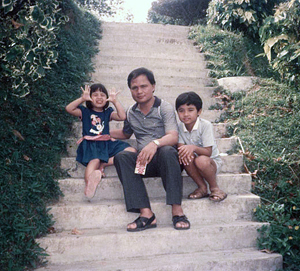 Reza with his sister and father on a trip to Penang in 1990