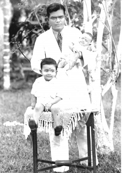 Anu’s paternal grandfather, Kularatnam, holds his newborn son and Anu’s father, K Jegadeva in July 1935. Also in the picture is Anu’s uncle Kuladeva