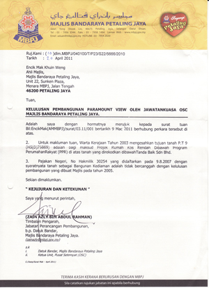 Letter from MBPJ (Pic on image for full view)