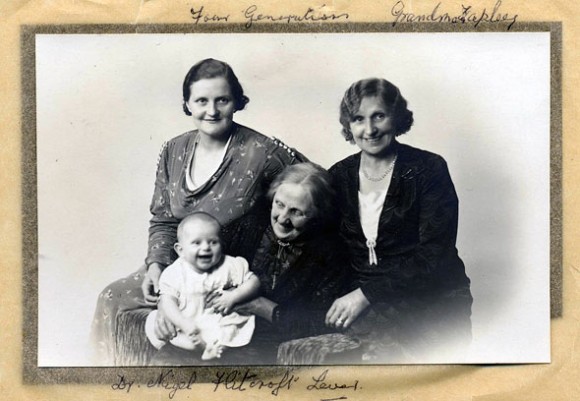 Ann’s father — Dr Nigel Lever — as a baby, with his mother, grandmother and great-grandmother
