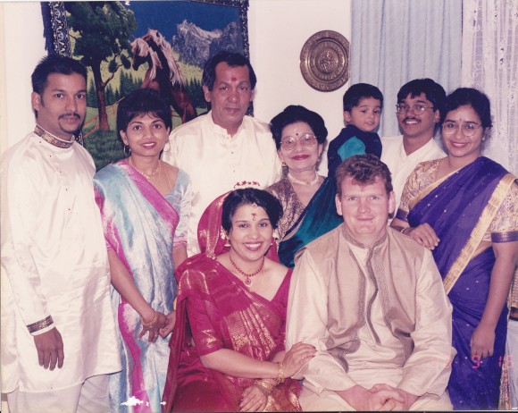amily at Premesh's sister's wedding in Sydney, Australia, in 1997. Premesh is carrying his son Keshav, next to him is wife Saira Shameem. From left are Premesh's elder brother Suresh and wife Kisha, and Premesh's father and mother. Seated from left are his elder sister Rupa and her husband Lynton. 