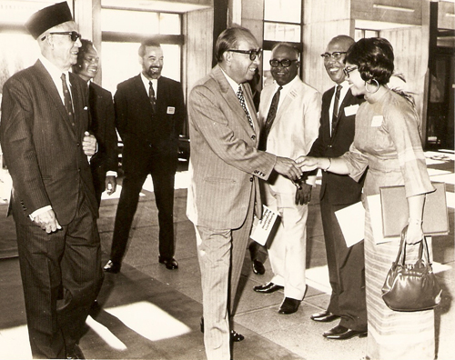 Shaking hands with Tun Abdul Razak — at an earlier Angkasa event, 1969