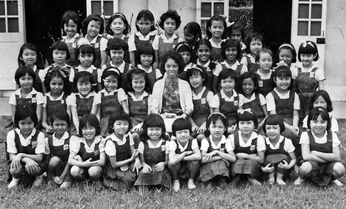 Std 1A at St Nicholas Convent: Marina (second row, third from right), Standard One A at St Nicholas Convent, 1964.  