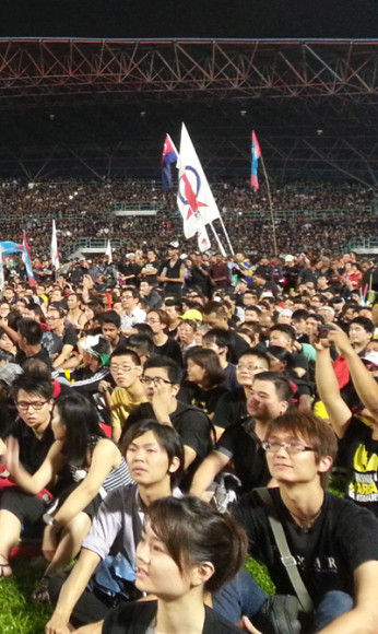 A DAP flag is seen at the rally at Kelana Jaya Stadium on xx May 2013. (Pic courtesy of Sarah Sofian)