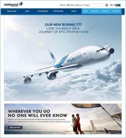 A Malaysia Airlines spoof ad that circulated on the internet