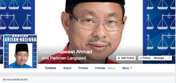 Screengrab of Nawawi's Facebook page